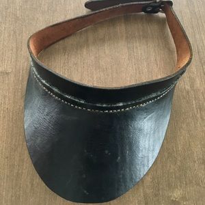 Unisex black leather visor.